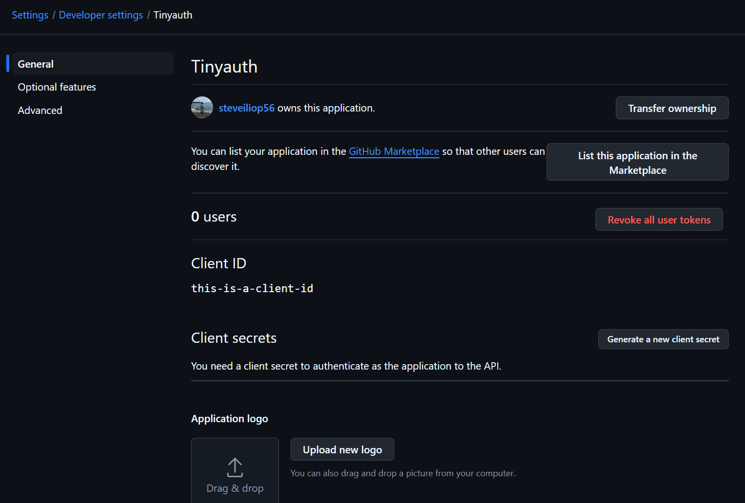 GitHub OAuth app homepage