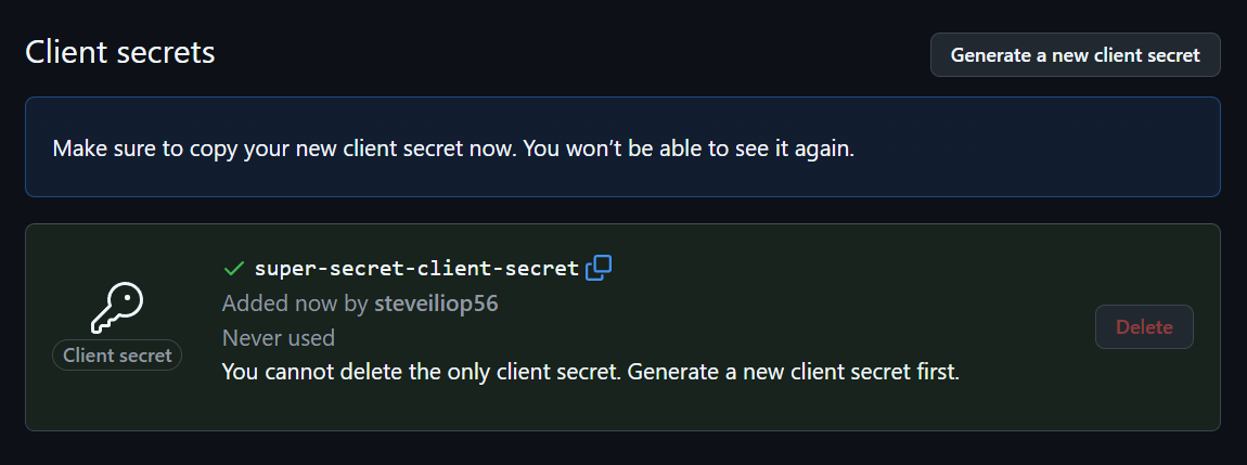 GitHub OAuth Client Secret