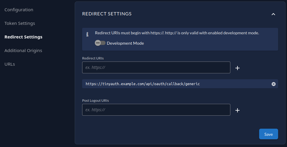 Zitadel configuration view