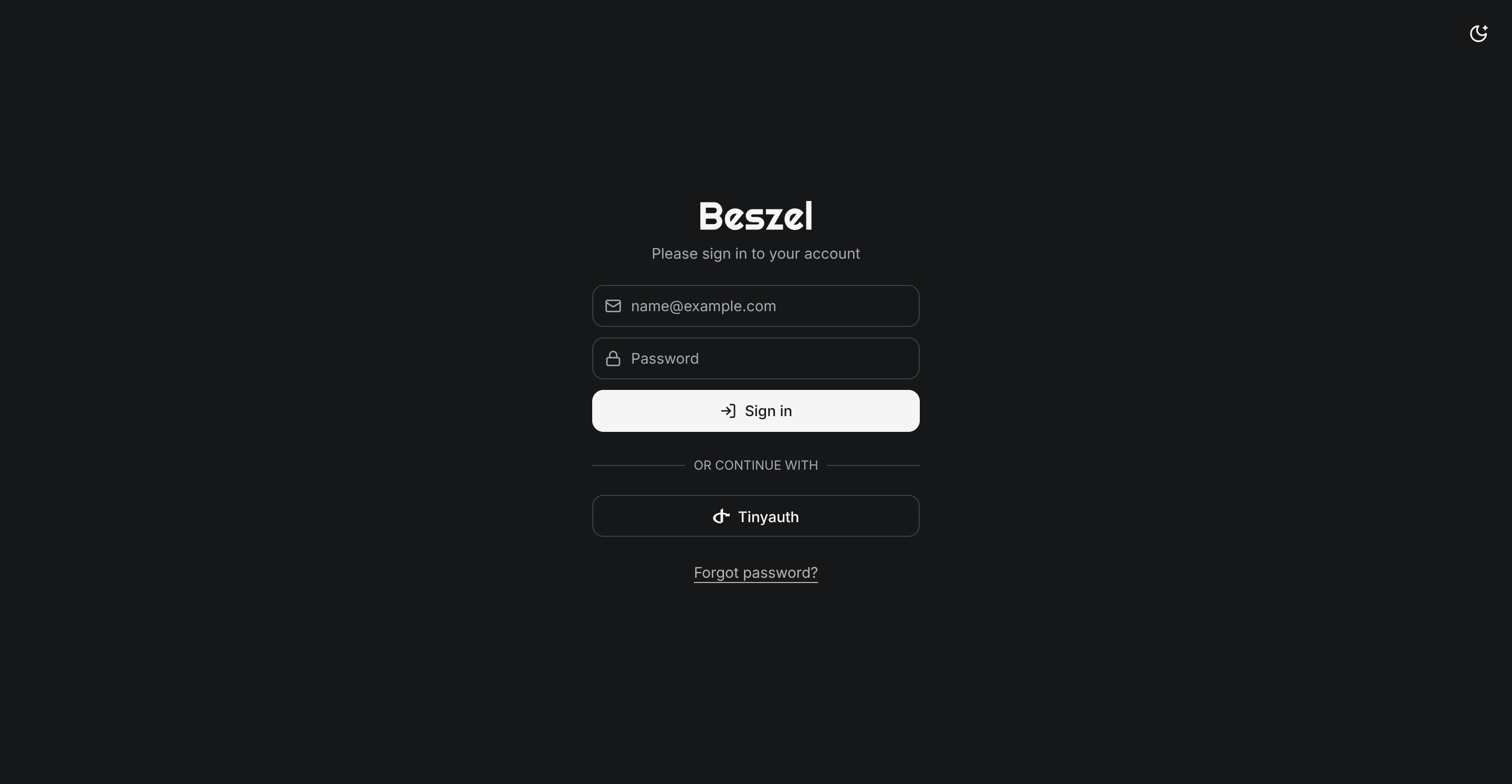 Beszel Login Screen