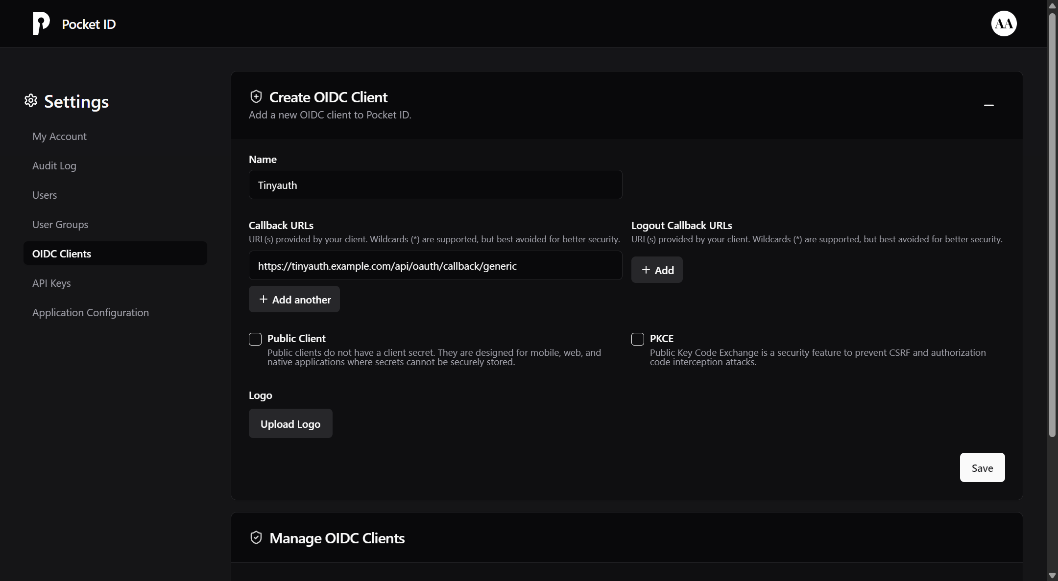 Pocket ID Create Client
