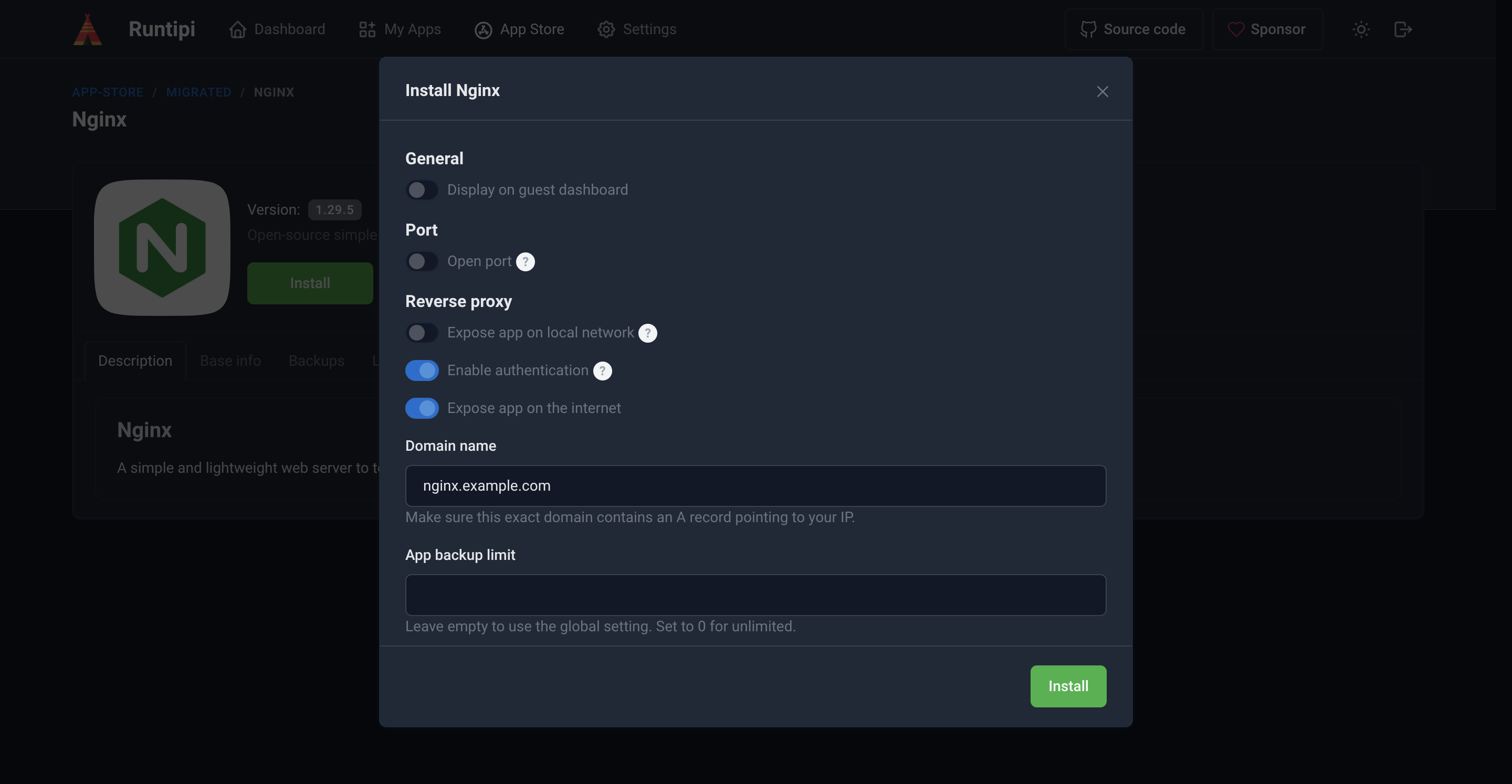 Enable authentication for app