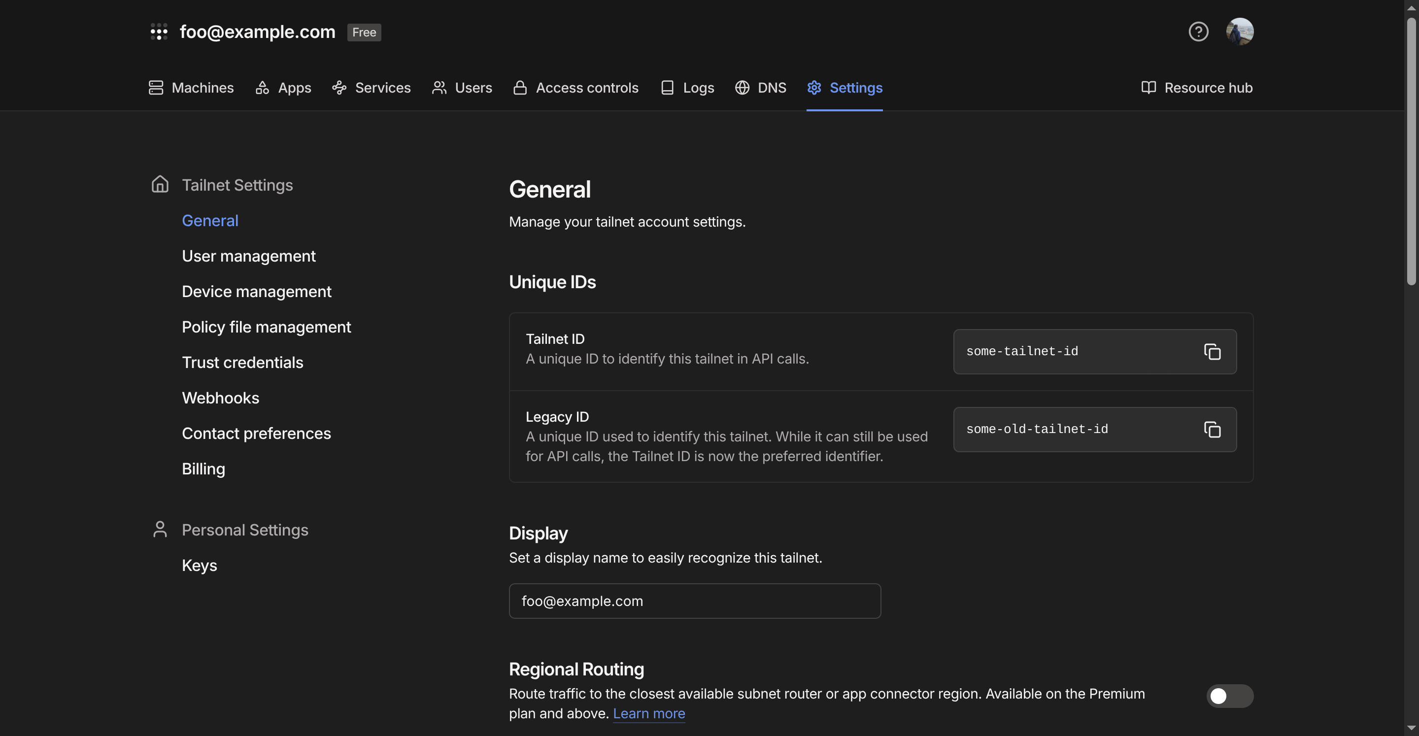 Tailscale Settings